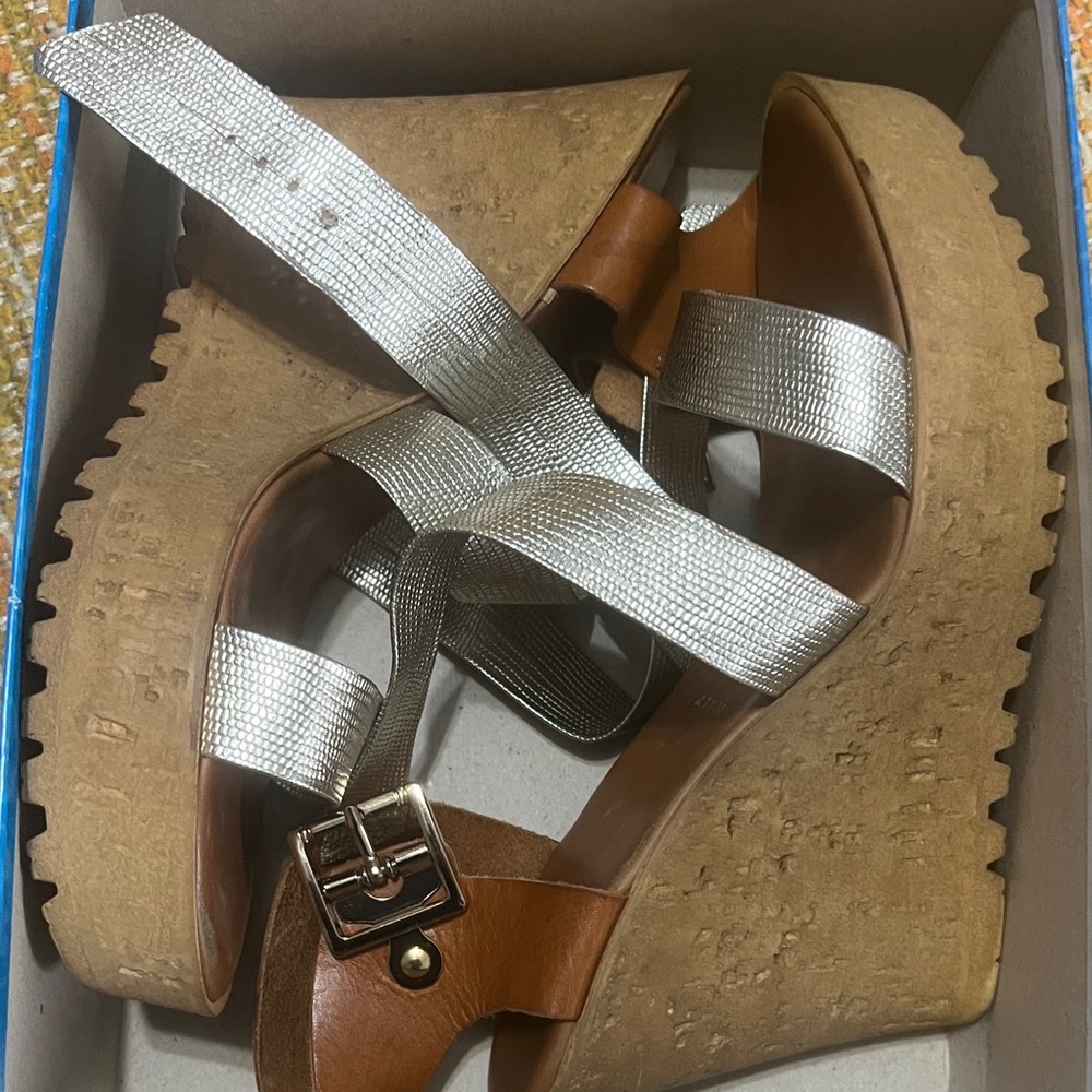 Italian Shoemakers Metallic Silver Wedges